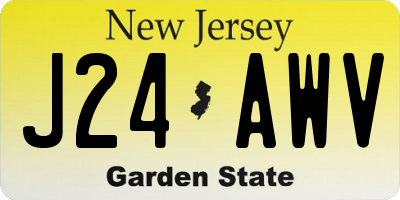 NJ license plate J24AWV