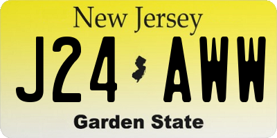 NJ license plate J24AWW