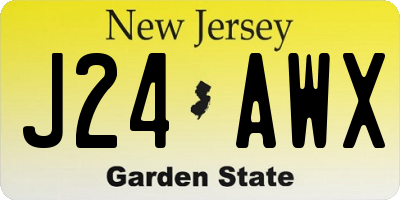 NJ license plate J24AWX