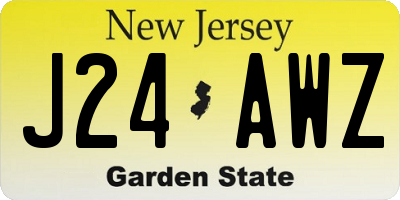 NJ license plate J24AWZ
