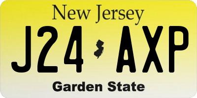 NJ license plate J24AXP