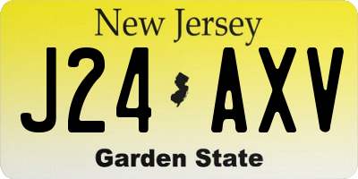 NJ license plate J24AXV