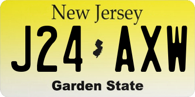 NJ license plate J24AXW