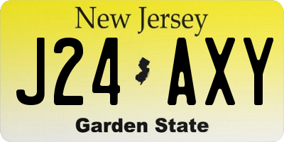 NJ license plate J24AXY
