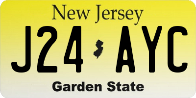 NJ license plate J24AYC