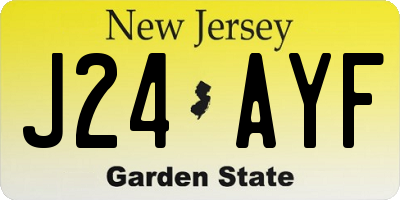 NJ license plate J24AYF