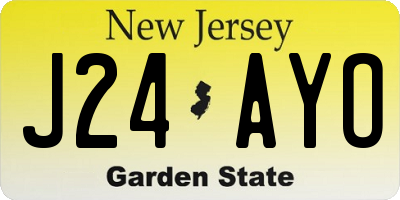 NJ license plate J24AYO