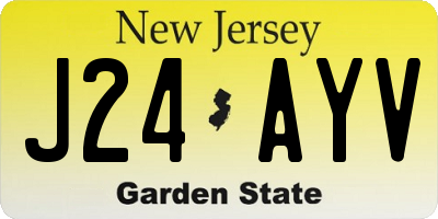 NJ license plate J24AYV