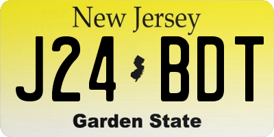 NJ license plate J24BDT