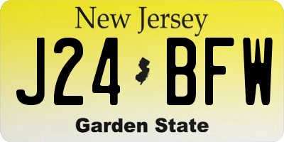 NJ license plate J24BFW