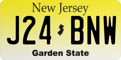 NJ license plate J24BNW