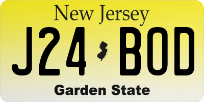 NJ license plate J24BOD