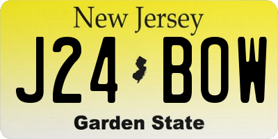 NJ license plate J24BOW