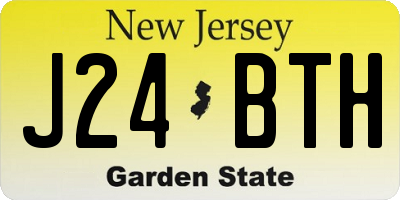 NJ license plate J24BTH