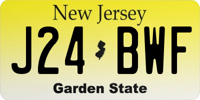 NJ license plate J24BWF