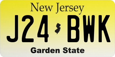 NJ license plate J24BWK