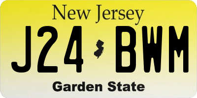 NJ license plate J24BWM