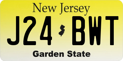NJ license plate J24BWT