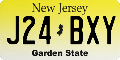 NJ license plate J24BXY