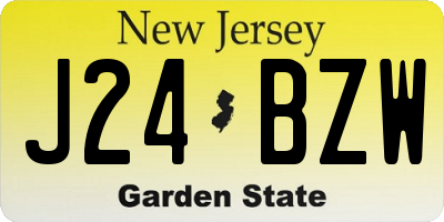 NJ license plate J24BZW