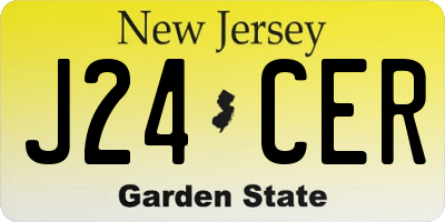 NJ license plate J24CER