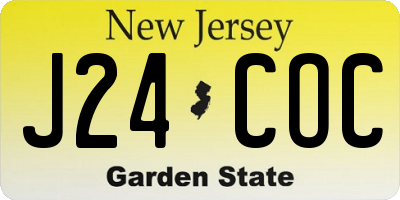 NJ license plate J24COC