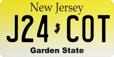 NJ license plate J24COT