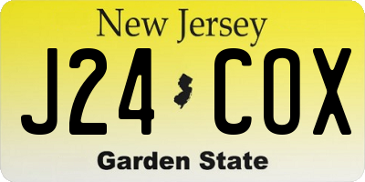 NJ license plate J24COX