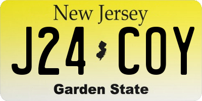 NJ license plate J24COY