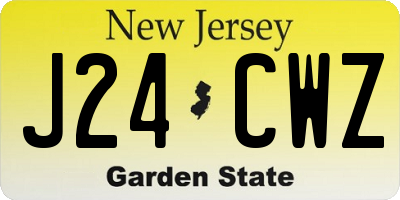 NJ license plate J24CWZ