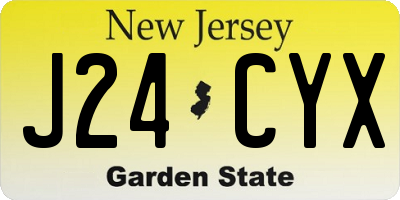 NJ license plate J24CYX