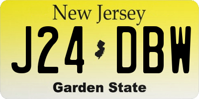 NJ license plate J24DBW