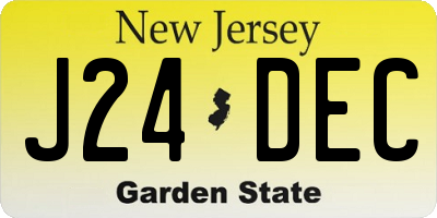 NJ license plate J24DEC