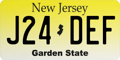 NJ license plate J24DEF