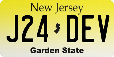 NJ license plate J24DEV