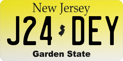 NJ license plate J24DEY