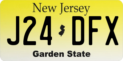 NJ license plate J24DFX