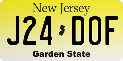 NJ license plate J24DOF