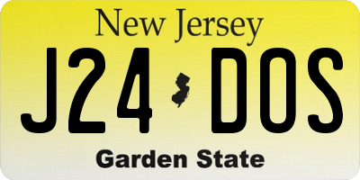 NJ license plate J24DOS