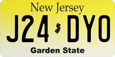 NJ license plate J24DYO