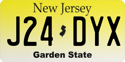NJ license plate J24DYX