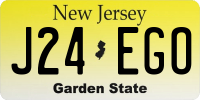 NJ license plate J24EGO