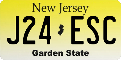 NJ license plate J24ESC
