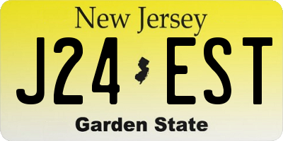 NJ license plate J24EST
