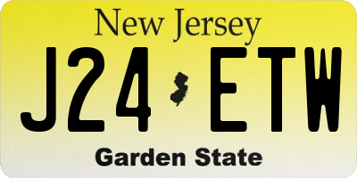 NJ license plate J24ETW
