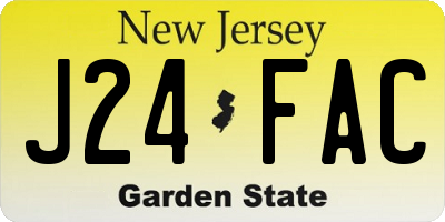 NJ license plate J24FAC