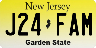 NJ license plate J24FAM