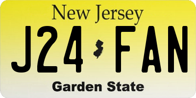 NJ license plate J24FAN