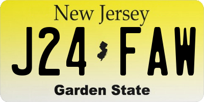 NJ license plate J24FAW