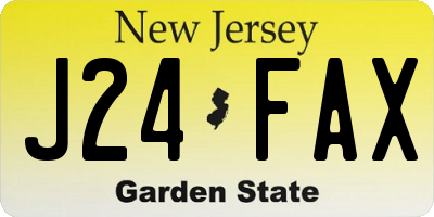 NJ license plate J24FAX